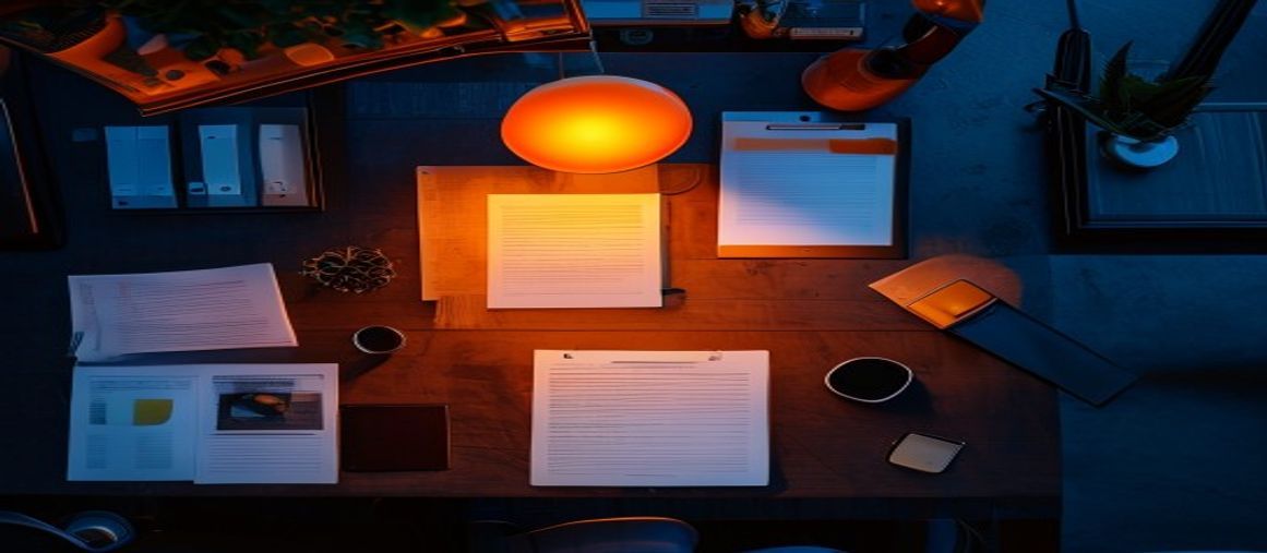 Business documents and paperwork being reviewed at a desk