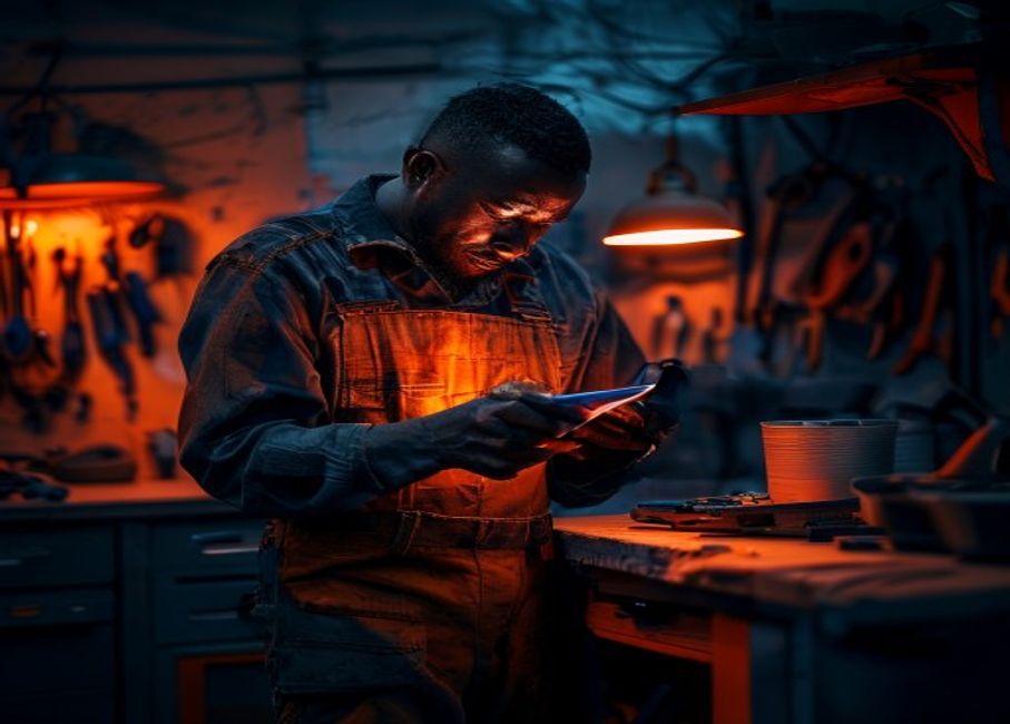 Verified mechanic receiving a nearby breakdown job notification on his phone